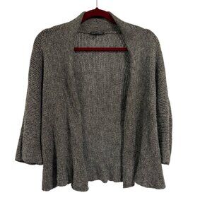 Eileen Fisher Silver Metallic Alpaca Wool Open Sweater‎ Cardigan Size S